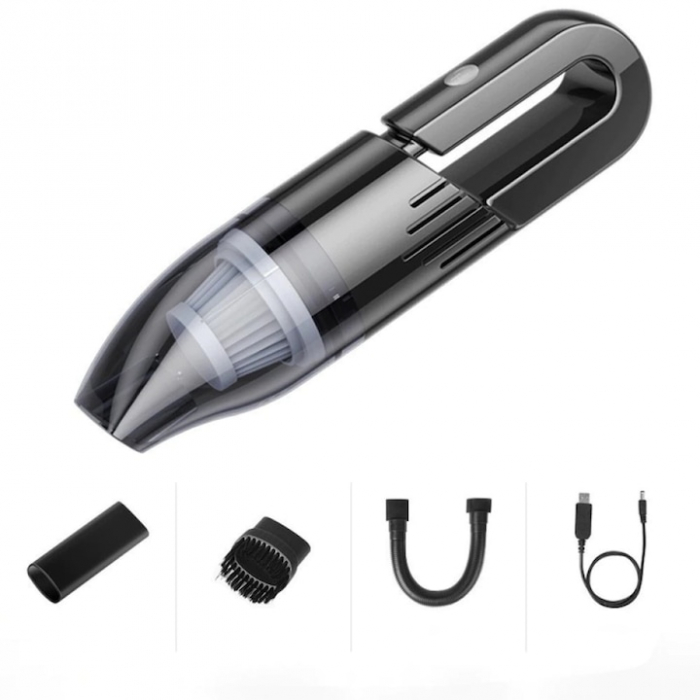 Aspirator auto wireless VarioShop®, pentru masina si casa, compact, portabil, usor de folosit, sistem de filtrare dublu, filtru HEPA, 120 W, 12 V, Negru [17]