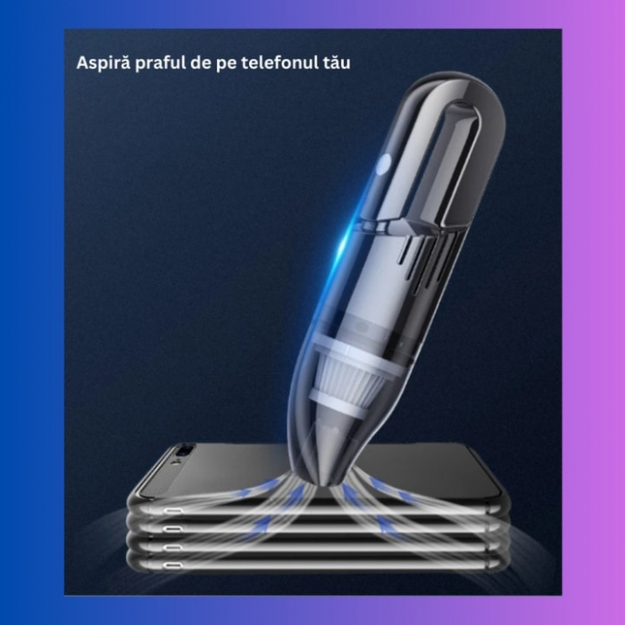 Aspirator auto wireless VarioShop®, pentru masina si casa, compact, portabil, usor de folosit, sistem de filtrare dublu, filtru HEPA, 120 W, 12 V, Negru [13]