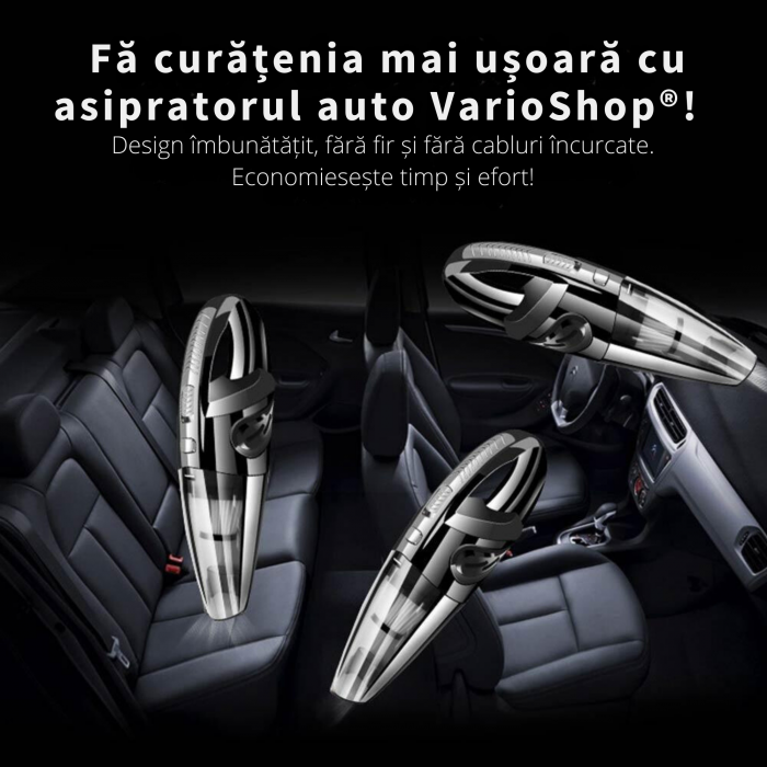 Aspirator de mana portabil cu acumultor VarioShop®, pentru uz caznic sau auto, husa inclusa, incarcare USB, 32.000 rot/min, putere 120W, 5 duze diferite, 34cm x 10cm x 5.5cm, Negru [6]