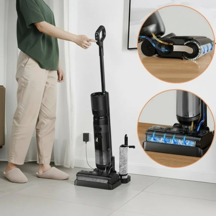 Aspirator Multifunctional fara Fir 2 in 1 VarioShop®, cu Stergere si Aspirare, Motor BLDC 200W, Putere de Aspirare 16 kPa, Rezervoare Separate Apa Curata si Murdara, Autocuratare, Curatenie Completa s [10]