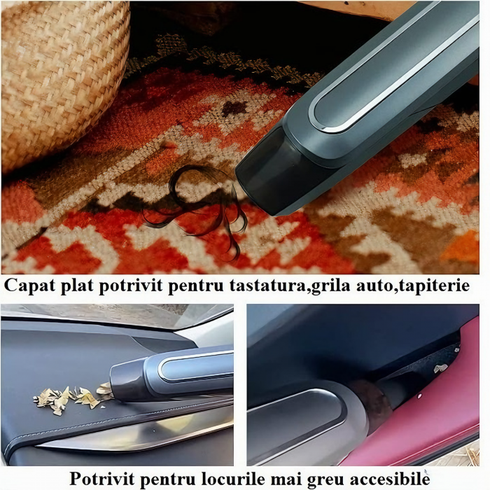Aspirator portabil pentru casa si masina VarioShop®, Putere 60 W, Compact, Portabil, Filtru HEPA, 2 accesorii de curatare a spatiilor inguste, Incarcare prin USB-C, Autonomie 30 minute, Baterie 4000 m [41]