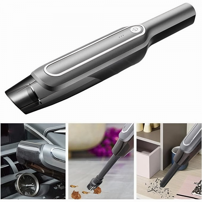 Aspirator portabil pentru casa si masina VarioShop®, Putere 60 W, Compact, Portabil, Filtru HEPA, 2 accesorii de curatare a spatiilor inguste, Incarcare prin USB-C, Autonomie 30 minute, Baterie 4000 m [47]