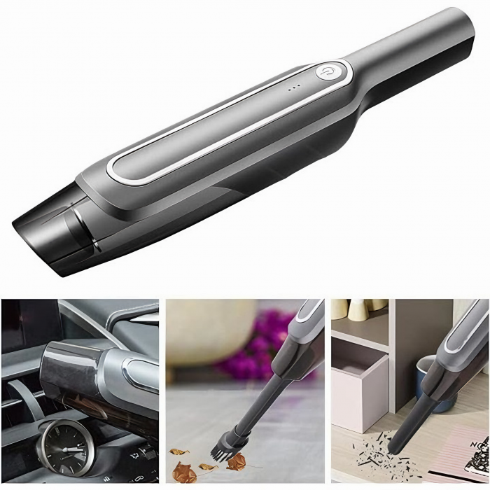 Aspirator portabil pentru casa si masina VarioShop®, Putere 60 W, Compact, Portabil, Filtru HEPA, 2 accesorii de curatare a spatiilor inguste, Incarcare prin USB-C, Autonomie 30 minute, Baterie 4000 m [17]