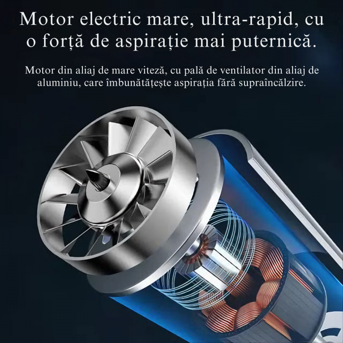 Aspirator portabil pentru casa si masina VarioShop®, Putere 60 W, Compact, Portabil, Filtru HEPA, 2 accesorii de curatare a spatiilor inguste, Incarcare prin USB-C, Autonomie 30 minute, Baterie 4000 m [36]
