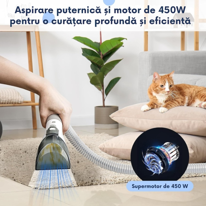 Aspirator portabil pentru covoare si tapiterie 450W VarioShop®, putere de aspirare 11 kPa, rezervor dublu, perii universale, ideal pentru curatarea casei si a masinii [4]