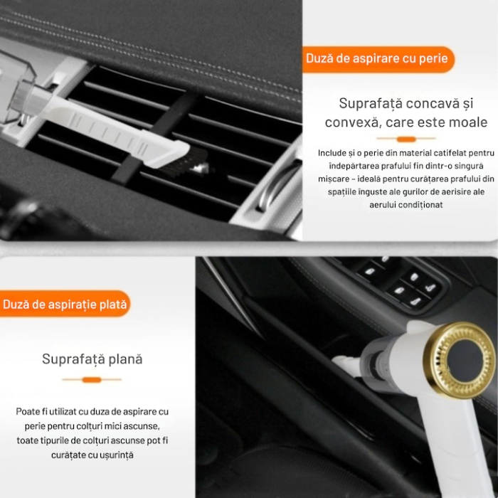 Aspirator portabil pliabil pentru masina si casa cu putere de aspiratie 9000PA, iluminare LED si accesorii multifunctionale, Alb [2]