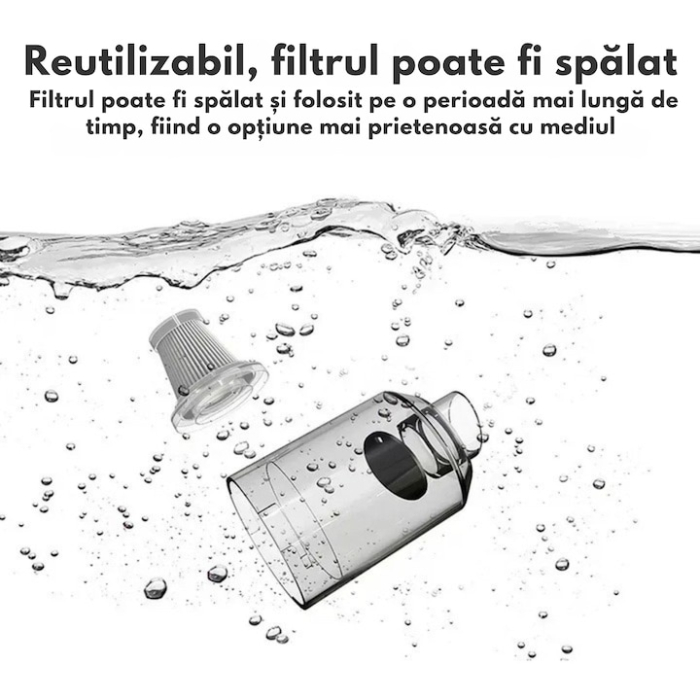 Aspirator portabil pliabil pentru masina si casa cu putere de aspiratie 9000PA, iluminare LED si accesorii multifunctionale, Alb [8]