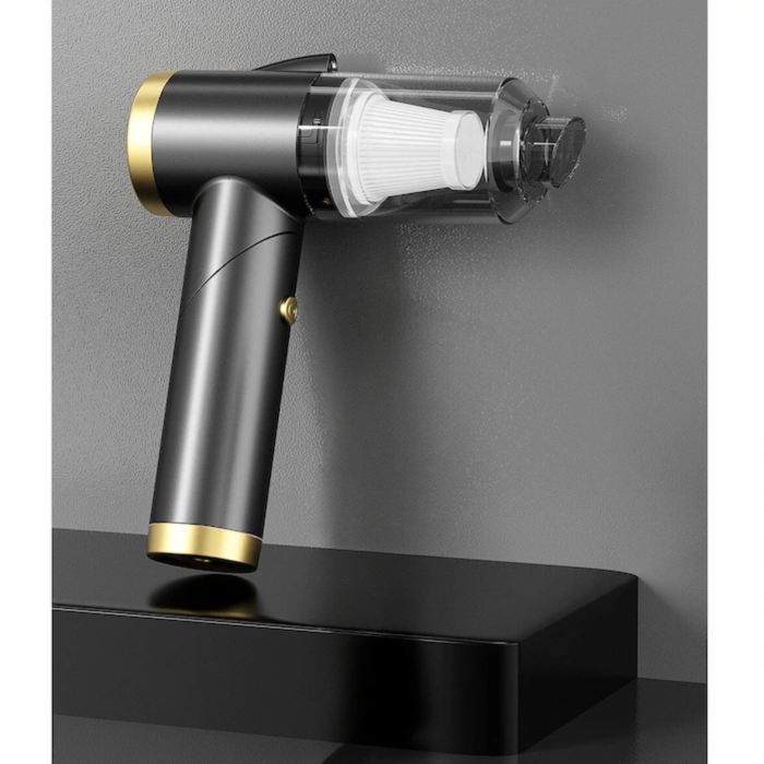 Aspirator portabil pliabil VarioShop, putere de aspiratie 9000PA, iluminare LED, Negru, 196x42mm [4]