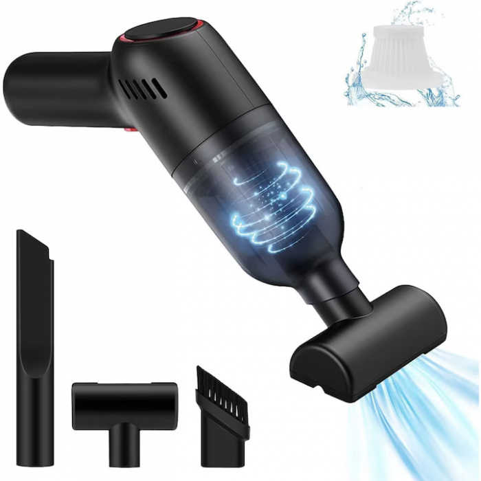 Aspirator Portabil VarioShop® 3 duze incluse, ideal pentru casa si masina, incluse accesorii versatile pentru curatare rapida si eficienta, putere aspirare 8000 PA, baterie 2000mAh, timp de rulare 30 [35]