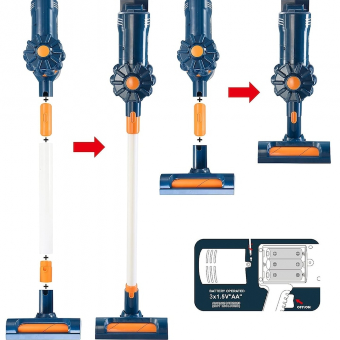Aspirator Vertical pentru Copii VarioShop®, 3 Accesorii Interschimbabile, Sunet de Aspirare, Alimentare Baterii, Invatare prin Joaca, 3+, Multicolor [15]