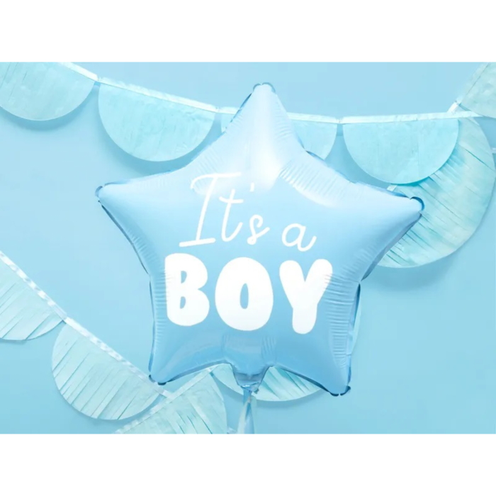 Balon folie stea „It’s a Boy”, bleu deschis, 48 cm, pentru baby shower si gender reveal [4]