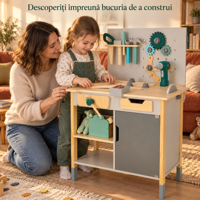 Banc de lucru pentru copii VarioShop®, tip atelier, din lemn si plastic, cu unelte, sunete si accesorii, 86 cm, multicolor [5]