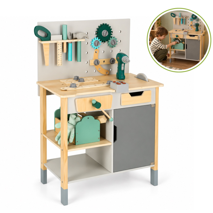 Banc de lucru pentru copii VarioShop®, tip atelier, din lemn si plastic, cu unelte, sunete si accesorii, 86 cm, multicolor [1]