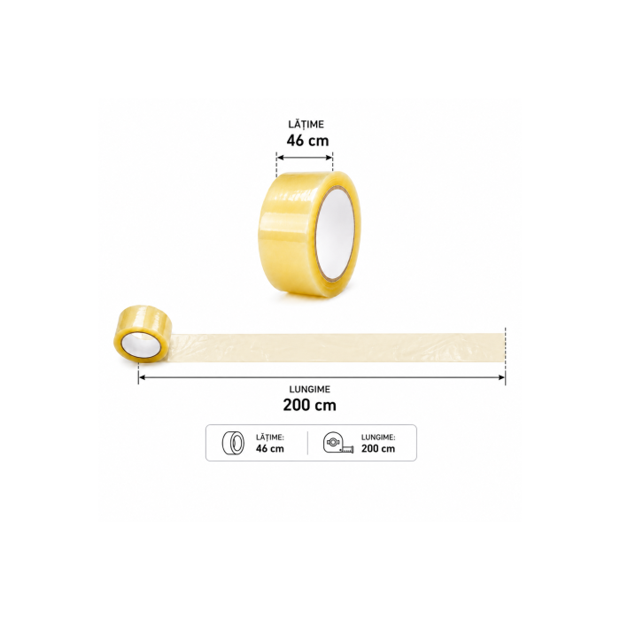 Banda adeziva transparenta VarioShop®, tip scotch, pentru ambalaje, colete si transport, 46 mm x 200 m [2]