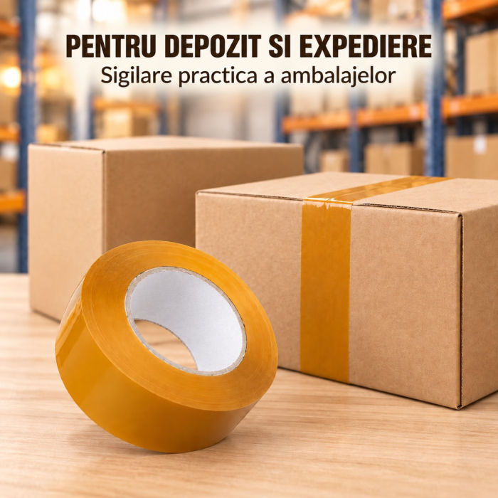 Banda adeziva pentru ambalare VarioShop®, maro, pentru sigilarea cutiilor și coletelor, 48 mm x 100 m [6]