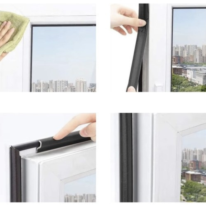 Banda de etansare pentru ferestre si usi VarioShop®, garnitura autoadeziva universala, 4 m, izolatie termica si fonetica, rezistenta la umiditate, Negru [7]