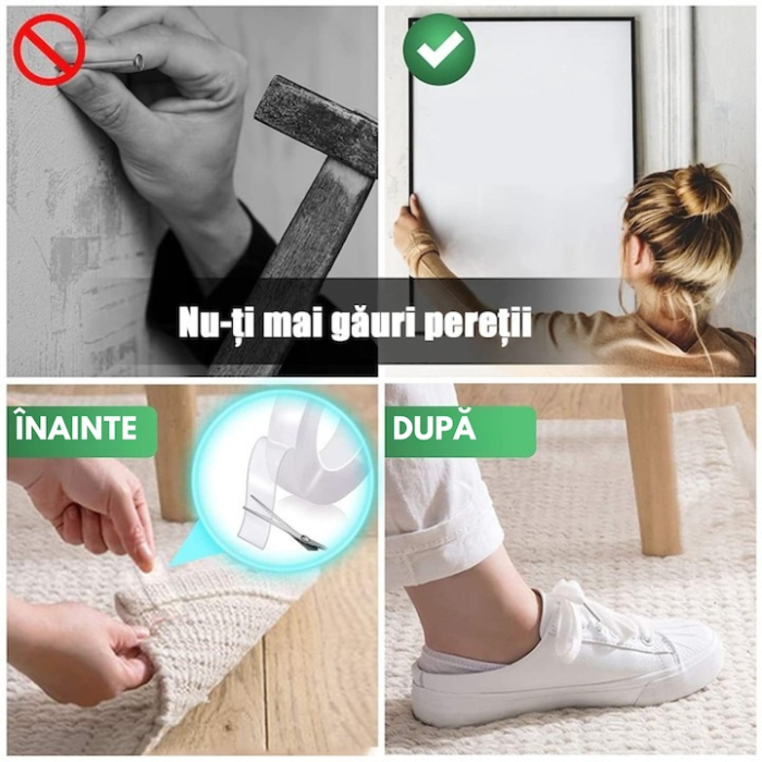 Banda dublu adeziva VarioShop®, rezistenta la apa, reutilizabila, pentru diverse suprafete, latime 3 cm, lungime 3 m, Transparent [5]