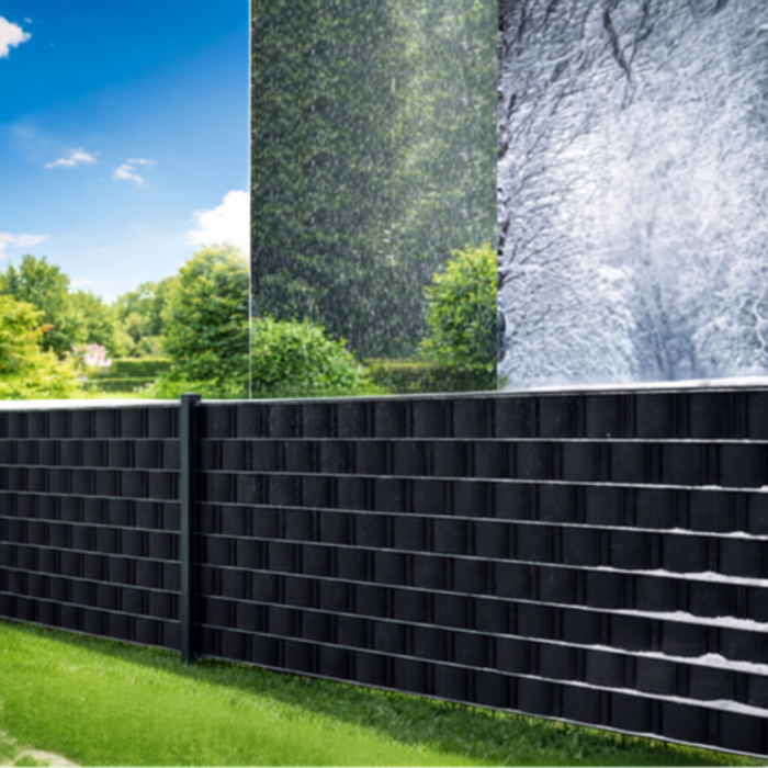 Banda gard cu 25 cleme VarioShop®, pentru panouri, balcoane, terase si intimitate in gradina, PVC 450 g/m², rezistenta UV, 19 x 3500 cm, neagra [6]