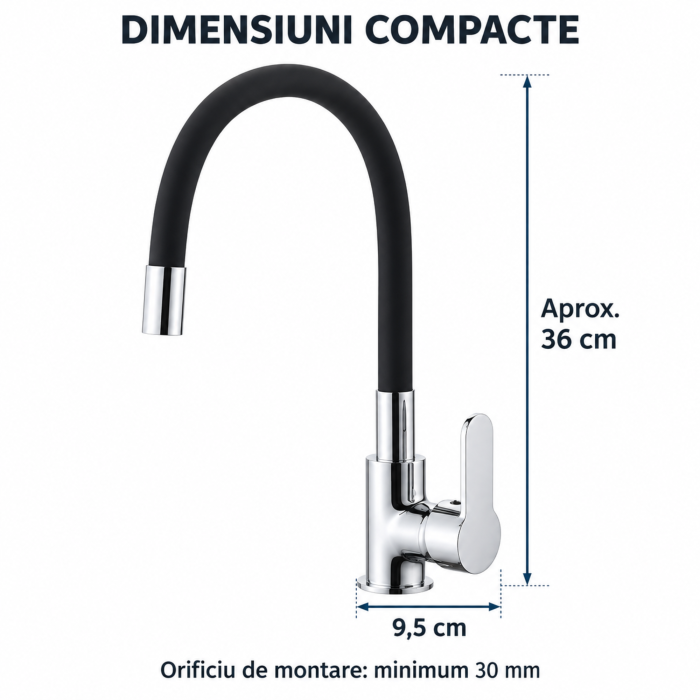 Baterie bucatarie VarioShop, pentru spalare si umplerea vaselor, pipa flexibila si rotativa, montaj vertical, accesorii incluse, inaltime aproximativ 36 cm, negru mat [4]