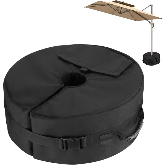 Baza umbrela gradina cu umplere nisip, sac greutate stabilizare 40 kg, material Oxford impermeabil, sistem fixare cu fermoar si velcro, negru, 48 cm [7]