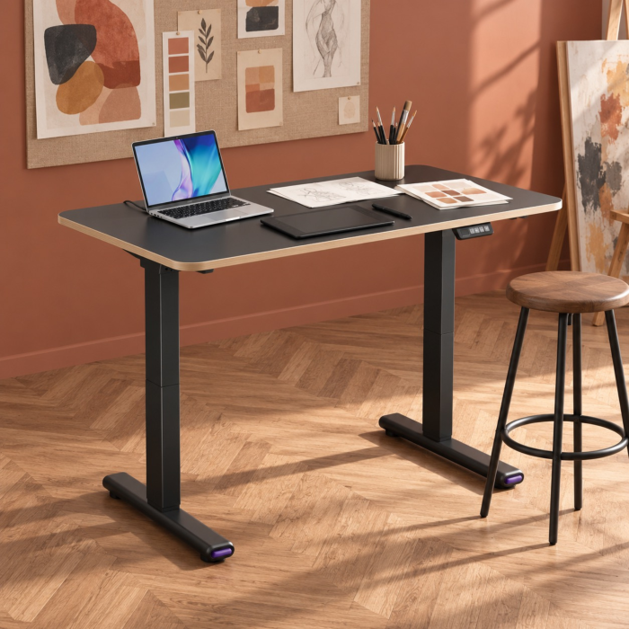 Birou electric reglabil VarioShop®, 2 pozitii memorabile, panou de control, inaltime 73-118 cm, sistem anticoliziune, blat dintr-o singura bucata 120 x 60 cm, negru [8]