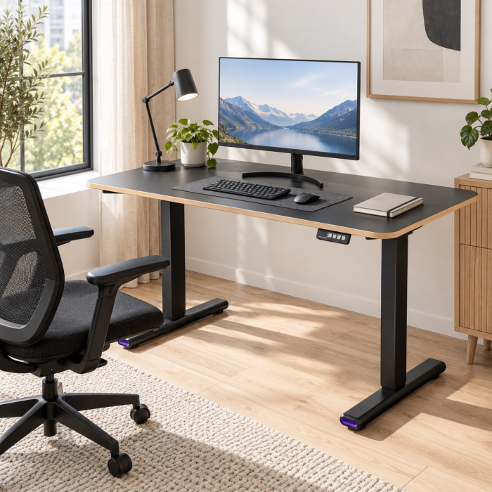 Birou electric reglabil VarioShop®, 2 pozitii memorabile, panou de control, inaltime 73-118 cm, sistem anticoliziune, blat dintr-o singura bucata 120 x 60 cm, negru [5]