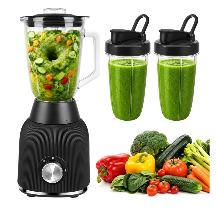 Blender multifunctional VarioShop® cu rasnita, 1200 W, cana din sticla 2 L, 2 pahare portabile, zdrobire gheata, viteza reglabila, functie Pulse, design compact, negru [5]