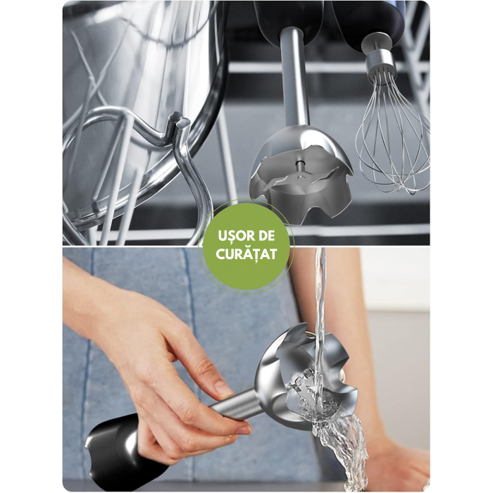 Blender vertical 4 in 1 VarioShop®, 500W, mixer multifunctional cu tocator, tel si cana 600 ml, lame inox, 2 viteze, design compact pentru bucatarie [3]