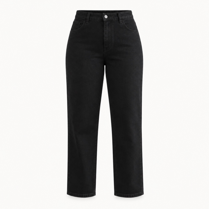 Blugi dama VarioShop®, croiala dreapta, talie inalta, buzunare fata si spate, nasture si fermoar, negru, marimea 3XL [11]