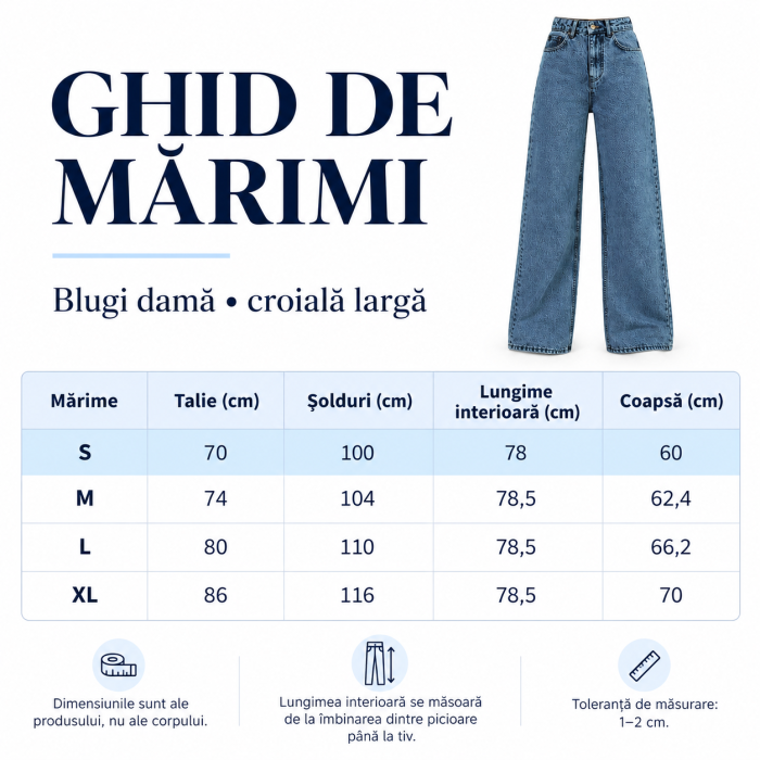 Blugi dama VarioShop®, croiala larga, talie medie, 100% bumbac, buzunare, inchidere cu nasture si fermoar, albastru prespalat, marimea S [6]