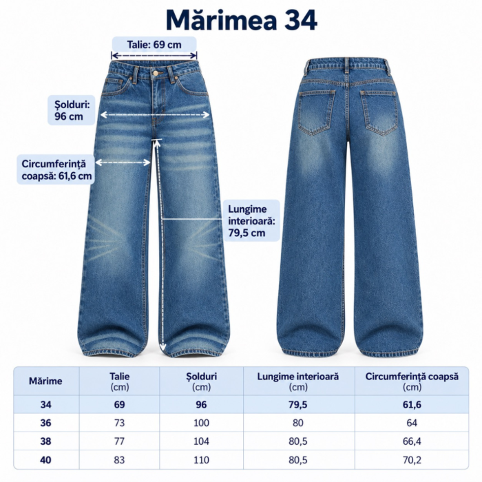 Blugi dama VarioShop®, pentru tinute casual, croiala dreapta, talie joasa, buzunare, denim 100% bumbac, efect prespalat, albastru, marime 34 [4]