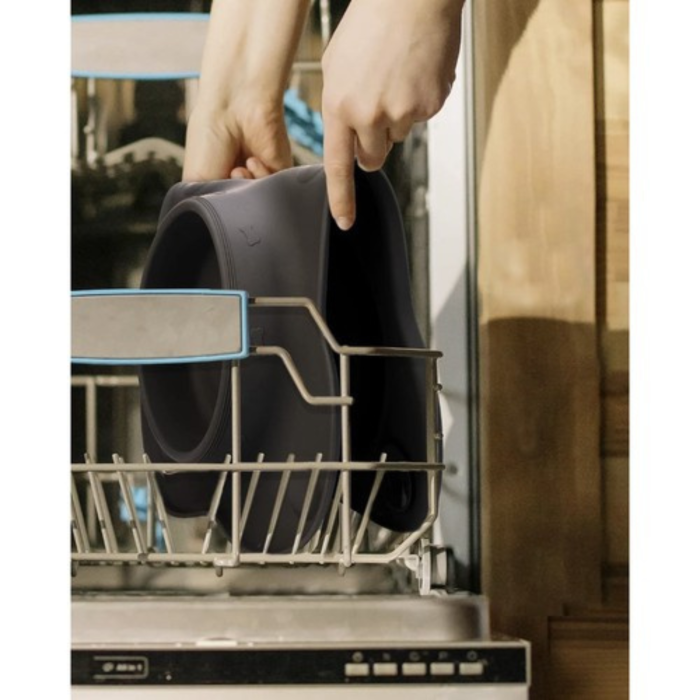 Bol dublu pentru câini și pisici VarioShop din oțel inoxidabil cu suport din silicon antiderapant, pentru apă și hrană, Negru, 46x25x4.5cm [10]