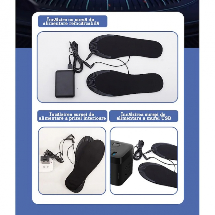 Branturi incalzite pentru incaltaminte VarioShop®, Impermeabile, Confortabile, Rezistente, Temperatura Incalzire max. 55°C, Alimentare prin USB, Marimea 41 - 46, Negru [15]