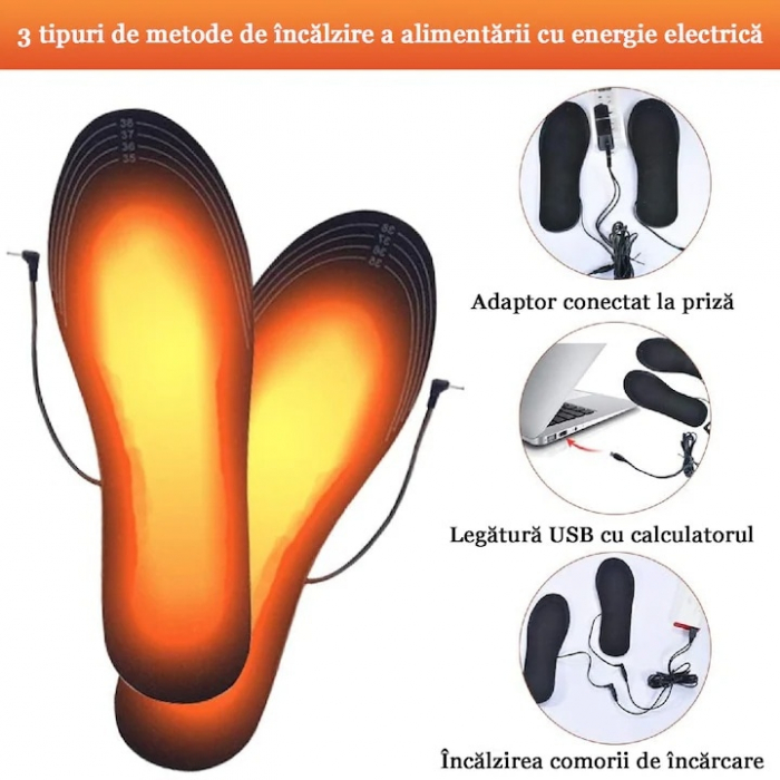 Branturi incalzite pentru incaltaminte VarioShop®, Impermeabile, Confortabile, Rezistente, Temperatura Incalzire max. 55°C, Alimentare prin USB, Marimea 41 - 46, Negru [6]