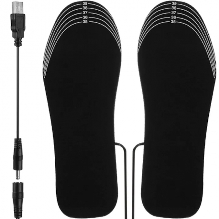 Branturi incalzite pentru incaltaminte VarioShop®, Impermeabile, Confortabile, Rezistente, Temperatura Incalzire max. 55°C, Alimentare prin USB, Marimea 35 - 40, Negru [24]