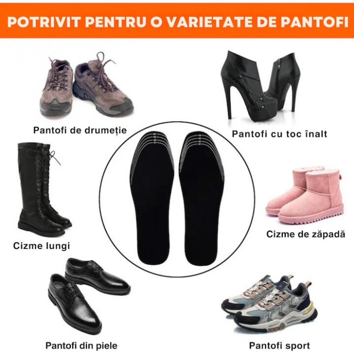 Branturi incalzite pentru incaltaminte VarioShop®, Impermeabile, Confortabile, Rezistente, Temperatura Incalzire max. 55°C, Alimentare prin USB, Marimea 41 - 46, Negru [7]