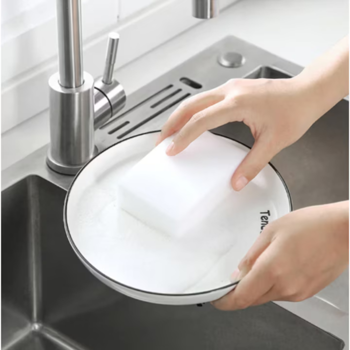 Burete magic VarioShop®, pentru curatarea murdariei fara detergenti, eficienta ridicata, utilizare versatila, diverse suprafete, din melamina, 10 x 7 cm, Alb [3]