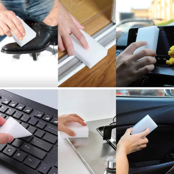 Burete magic VarioShop®, pentru curatarea murdariei fara detergenti, eficienta ridicata, utilizare versatila, diverse suprafete, din melamina, 10 x 7 cm, Alb [11]