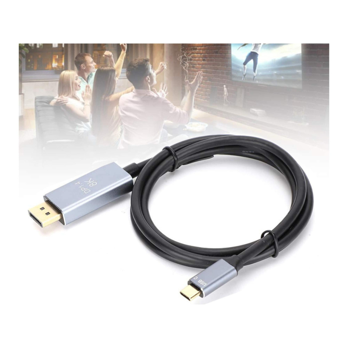 Cablu adaptor USB Type-C la DisplayPort 1.4 VarioShop®, performanta Ultra-HD, rezolutie 8K 60Hz, 4K 144Hz, 1.8m, Negru [9]