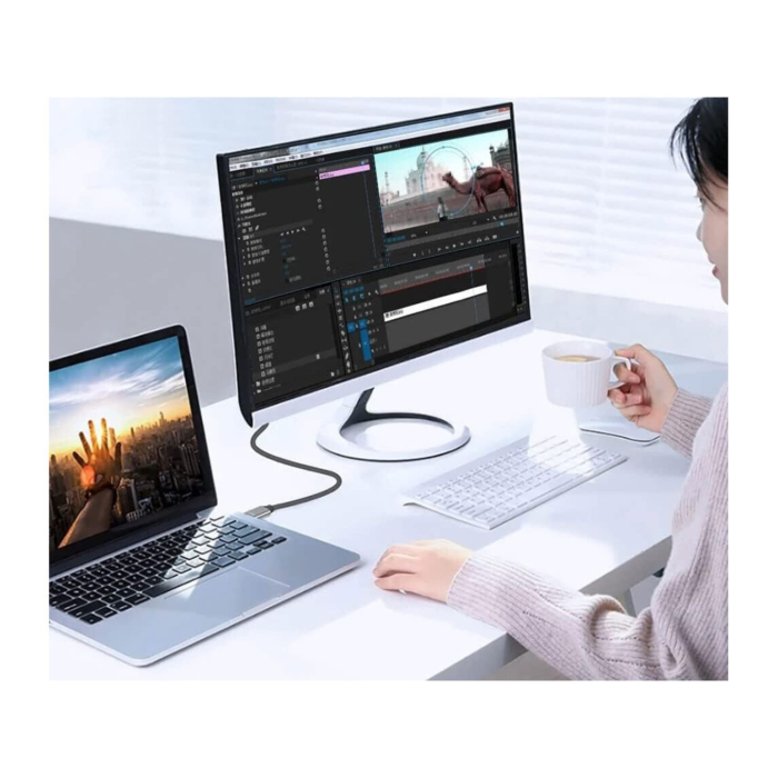 Cablu adaptor USB Type-C la DisplayPort 1.4 VarioShop®, performanta Ultra-HD, rezolutie 8K 60Hz, 4K 144Hz, 1.8m, Negru [8]