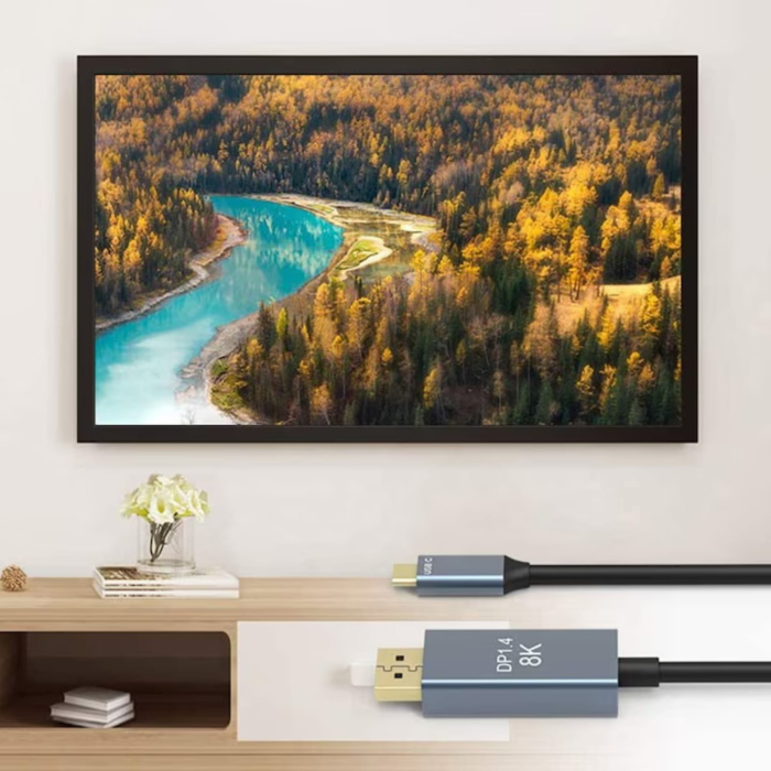 Cablu adaptor USB Type-C la DisplayPort 1.4 VarioShop®, performanta Ultra-HD, rezolutie 8K 60Hz, 4K 144Hz, 1.8m, Negru [5]