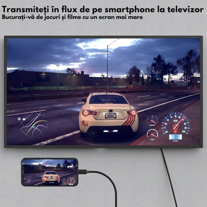 Cablu adaptor USB Type-C la DisplayPort 1.4 VarioShop®, performanta Ultra-HD, rezolutie 8K 60Hz, 4K 144Hz, 1.8m, Negru [4]