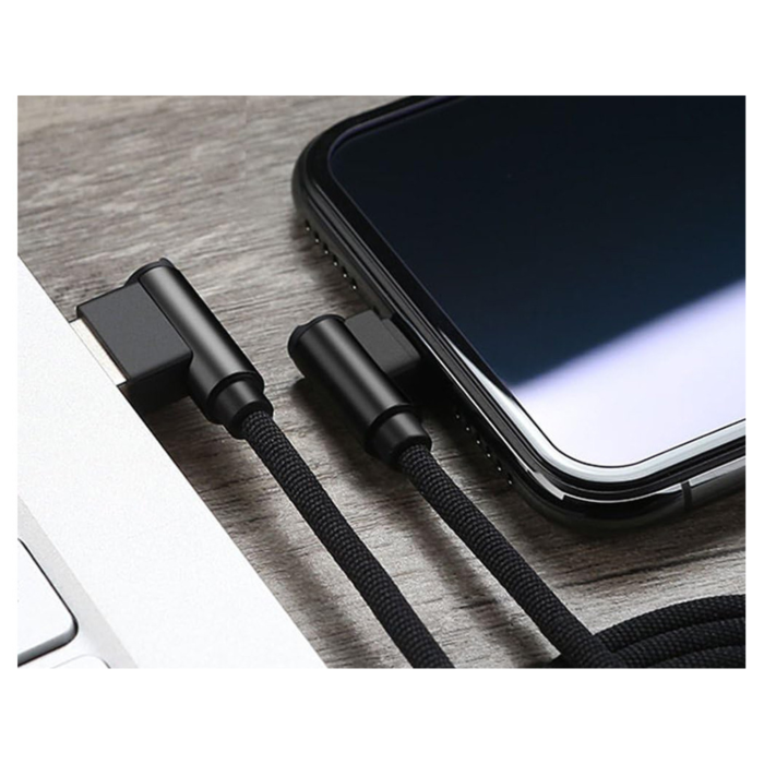 Cablu alimentare si date VarioShop® incarcare rapida, design ergonomic, compatibilitate extinsa, USB la USB Type-C, unghiular 90 °, Negru [4]