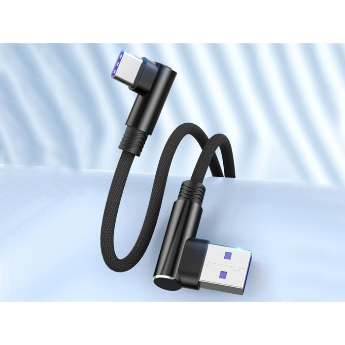 Cablu alimentare si date VarioShop® incarcare rapida, design ergonomic, compatibilitate extinsa, USB la USB Type-C, unghiular 90 °, Negru [5]