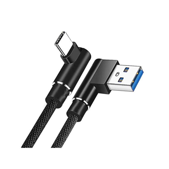 Cablu alimentare si date VarioShop® incarcare rapida, design ergonomic, compatibilitate extinsa, USB la USB Type-C, unghiular 90 °, Negru [6]