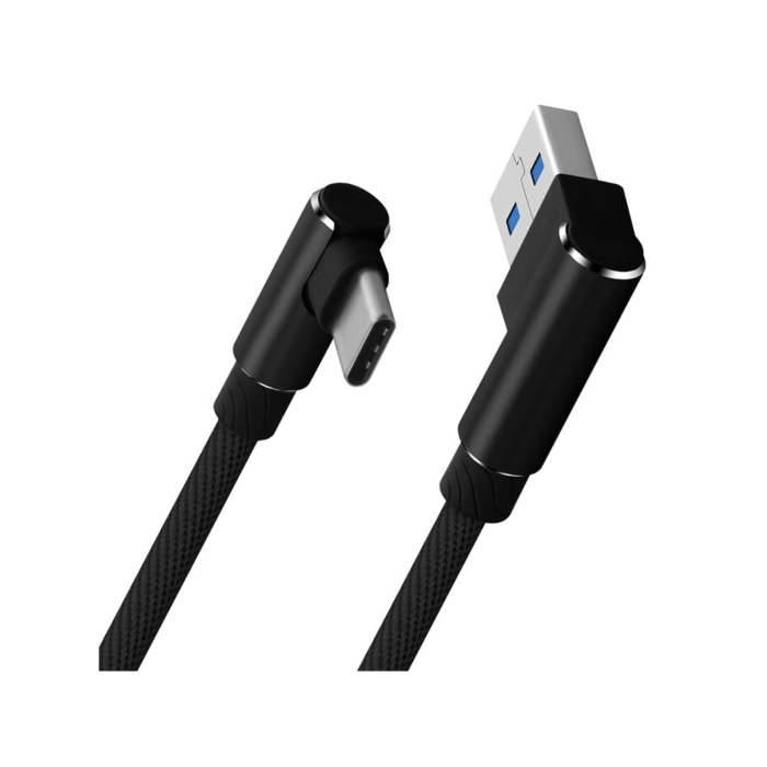 Cablu alimentare si date VarioShop® incarcare rapida, design ergonomic, compatibilitate extinsa, USB la USB Type-C, unghiular 90 °, Negru [7]