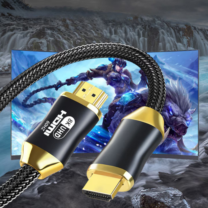 Cablu HDMI 2.1 VarioShop®, 48Gbps 8K 60Hz, 4K 120Hz, compatibilitate universala, plug-and-play, pentru monitor, proiector, televizor, laptop, lungime 1.5 m, Negru [10]