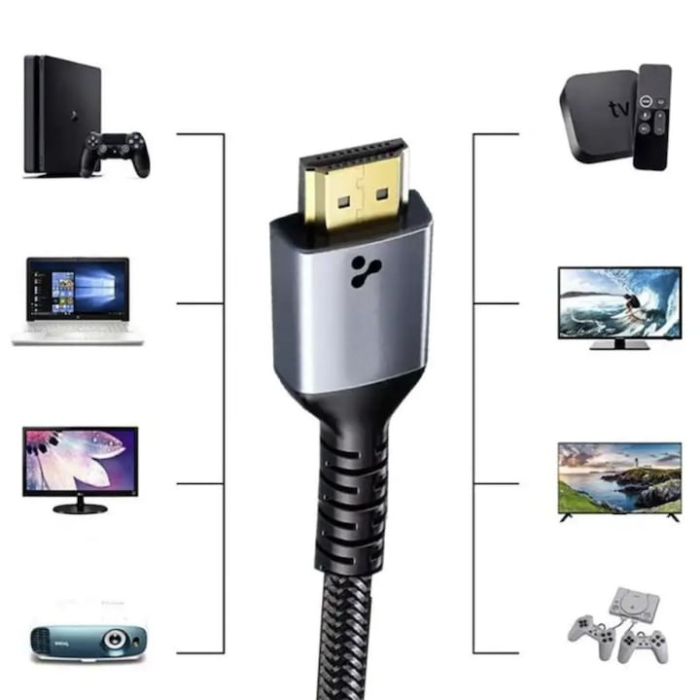 Cablu HDMI 2.1 VarioShop®, tehnologie Plug and Play, 4K, 8K, 7680 x 4320, 48 Gbps, 1 m, negru/gri [4]
