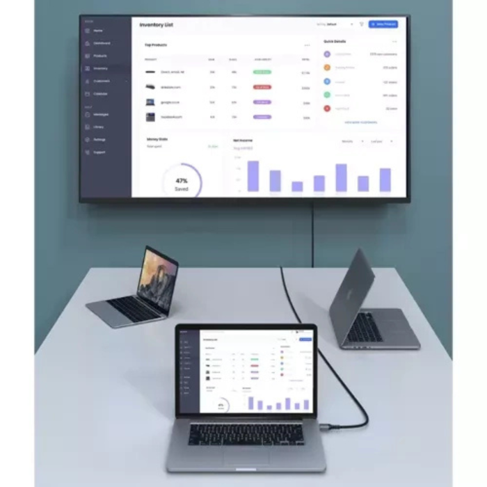 Cablu HDMI 2.1 VarioShop®, tehnologie Plug and Play, 4K, 8K, 7680 x 4320, 48 Gbps, 2m, Gri/Negru [4]