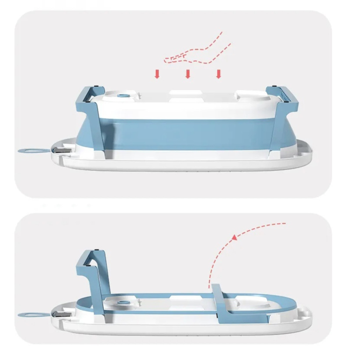 Cada de baie pliabila pentru bebelusi VarioShop®, 45L, cu termometru electronic, sigura, portabila si practica pentru calatorii, alb albastru [12]